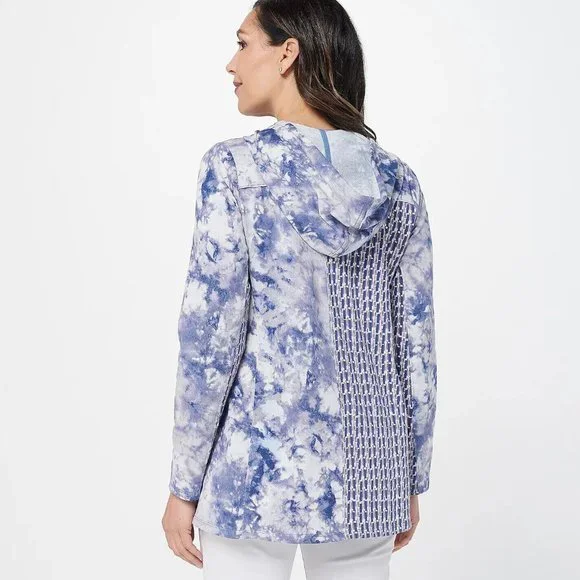 LOGO Lounge by Lori Goldstein Mixed Print French Terry Zip - Berry - Picture 3 of 3